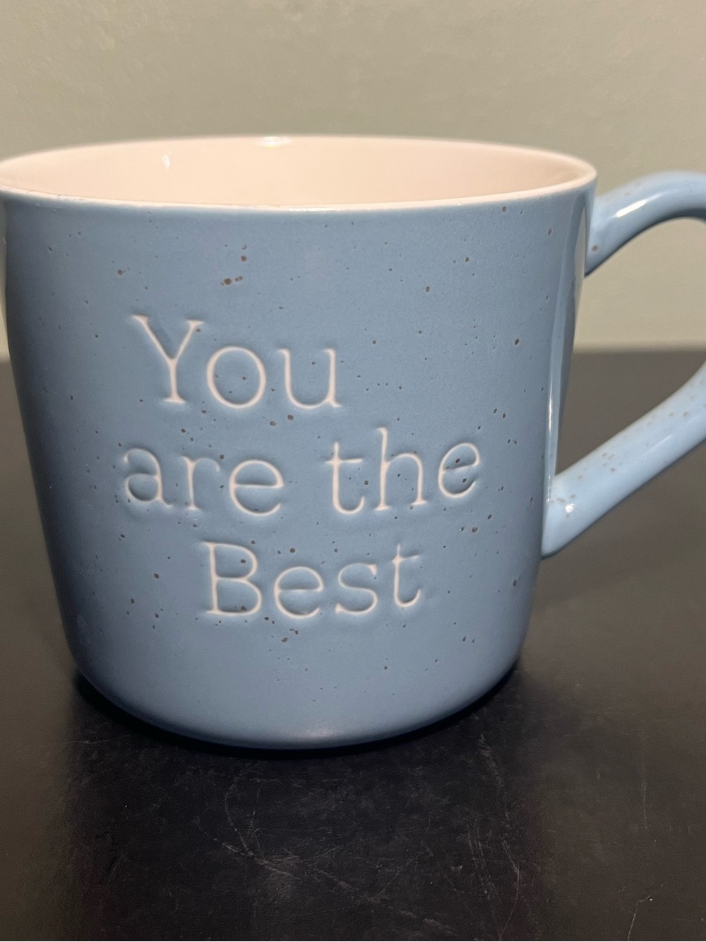 THRESHOLD “You are the Best” Robin Eggshell Blue Stoneware Mug w/ Brown Speckles